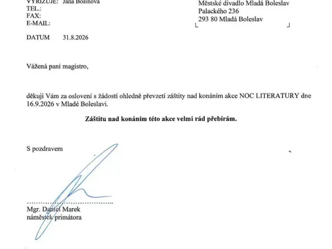 Noc literatury 2026 se koná 16. 9.